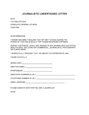 Duly Filled Entry Visa Undertaking  Form