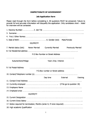 Government Application Form