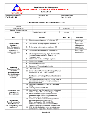 Appointment Checklist Template  Form