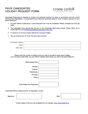 Holiday Request Form