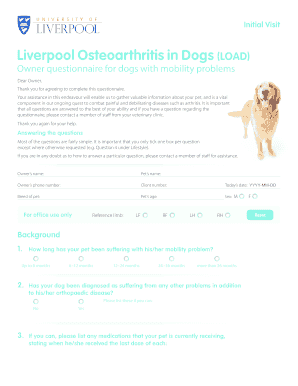 Liverpool Osteoarthritis in Dogs Load  Form