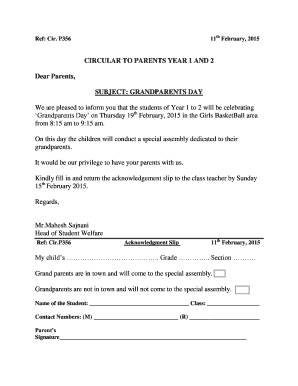 Grandparents Day Circular  Form