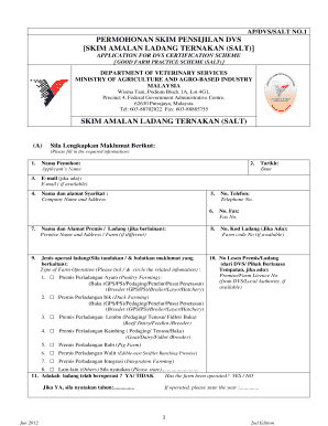 PERMOHONAN SKIM PENSIJILAN DVS SKIM AMALAN LADANG  Form