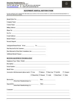 Equipment Return Form