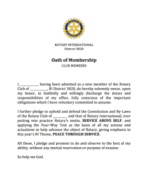 Rotary New Member Oath  Form
