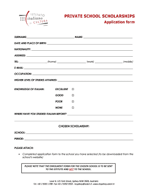 Private School Application Form