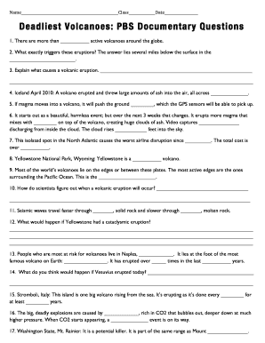 Deadliest Volcanoes Pbs Documentary Answer Key  Form