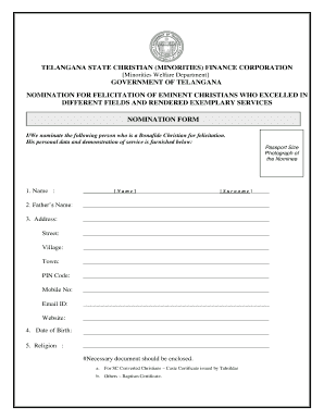 Minority Certificate Telangana PDF  Form