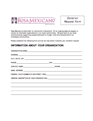 Donation Request Form Rosa Mexicano