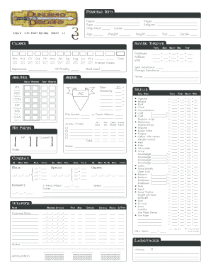 D D 3 5 Character Sheet Word Document  Form