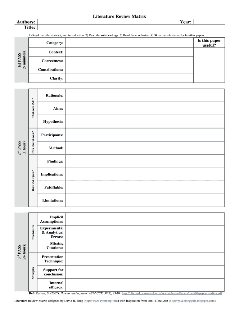 Literature Review Matrix  Form