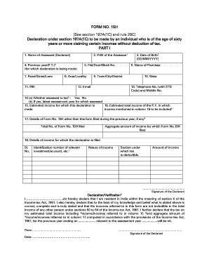 FORM NO 15H See Section 197A1C and Rule 29C ICICI Bank