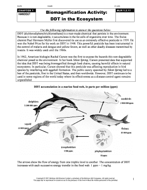 Biomagnification Activity Ddt in the Ecosystem Answer Key  Form