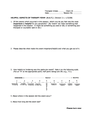 Helpful Aspects of Therapy Form