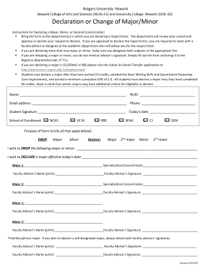 Rutgers Newark Declaration Major Form