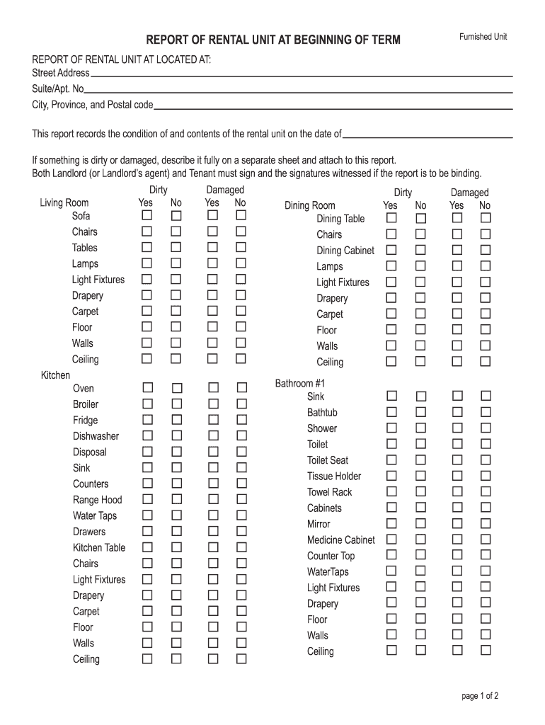 Rental Unit Checklist Furnished Unit Bplexbbcab  Form