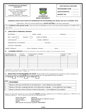 Mzuni Odl Application Form PDF