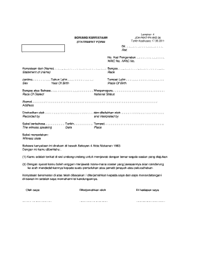 Borang Kenyataan Penaja  Form