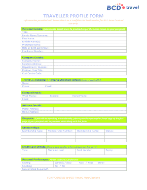 BCD Traveller Profile Form 1 BCD Travel 187 Welcome Bcdtravelnz Co