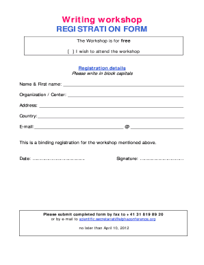 Workshop Registration Form