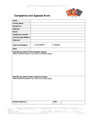 Etea Complaint  Form