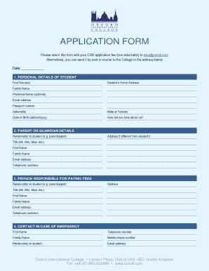 Oxford Application  Form
