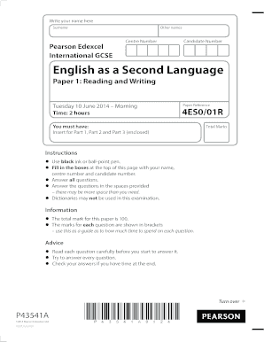 Pearson Edexcel International GCSE English as a Second  Form