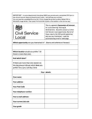 Uk Civil Service Application  Form
