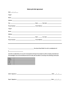 Motorcycle Sale Agreement Form
