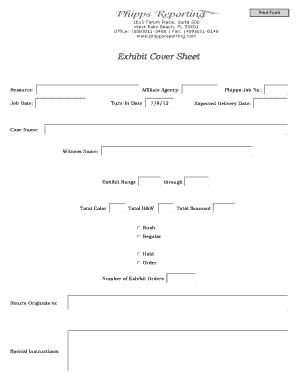 Exhibit Sheet Template Uk  Form