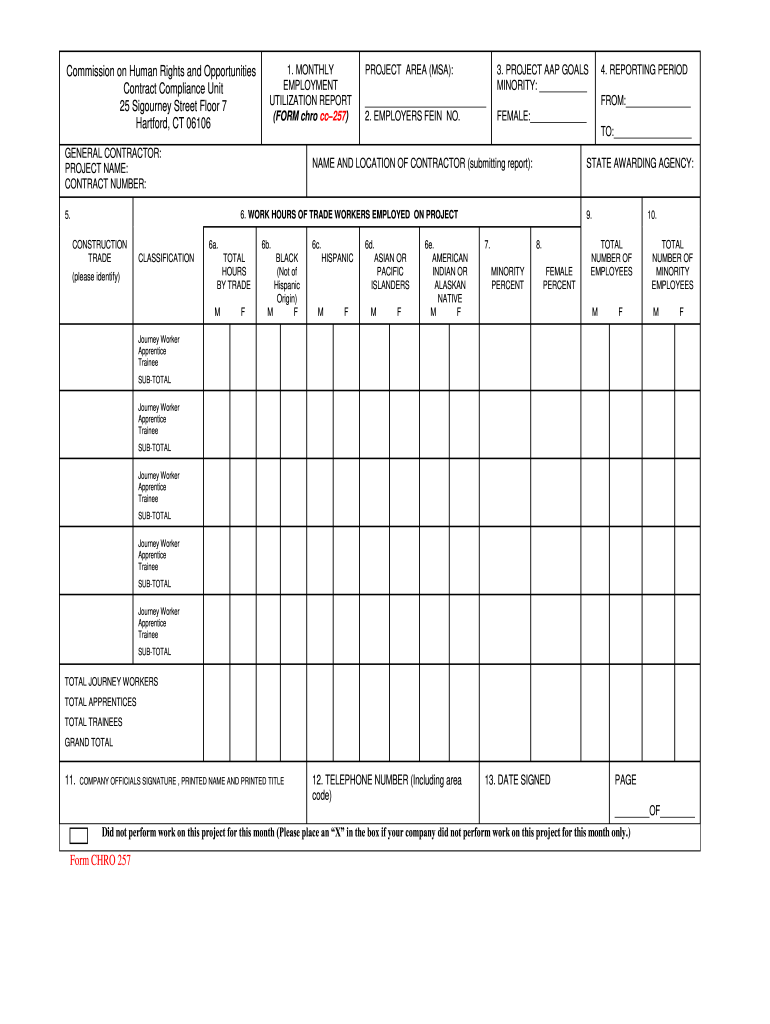 Ct Monthly Report Form