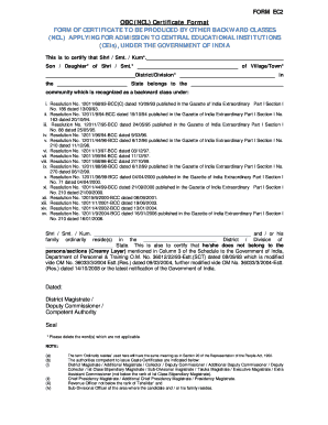 Obc Ncl Certificate Format