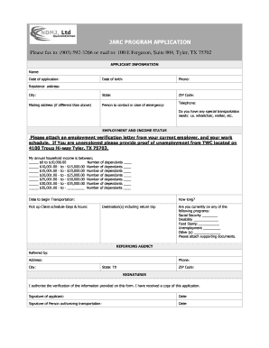 Jarc Application  Form