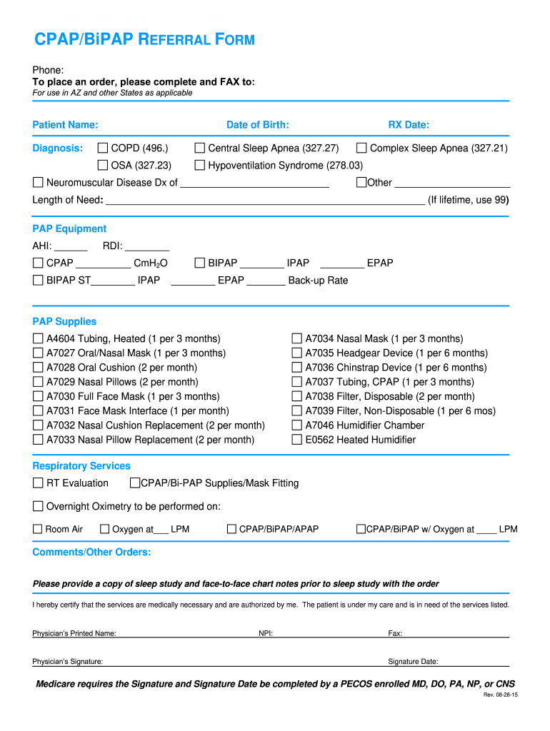  Cpap Order 2015