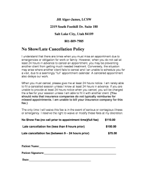 Cancellation Policy Form Peaceful Heart Therapy