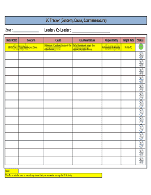 Concern Cause Countermeasure Template Excel  Form