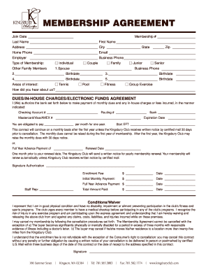 Spa Membership Contract Template  Form