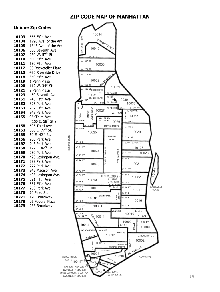 Nyc Zip Code Map Manhattan Manhattan zip code map   Fill Out and Sign Printable PDF Template 