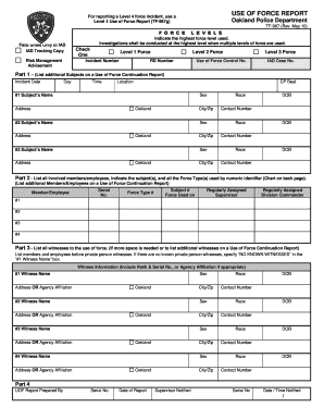 Use of Force Report Template  Form