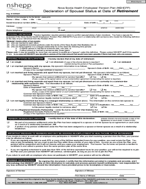 Nova Scotia Health Employees Pension Plan NSHEPP Nshepp  Form