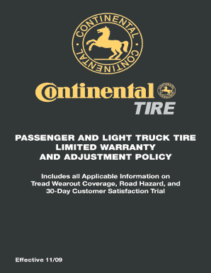 Continental Tire Warranty Claim Form