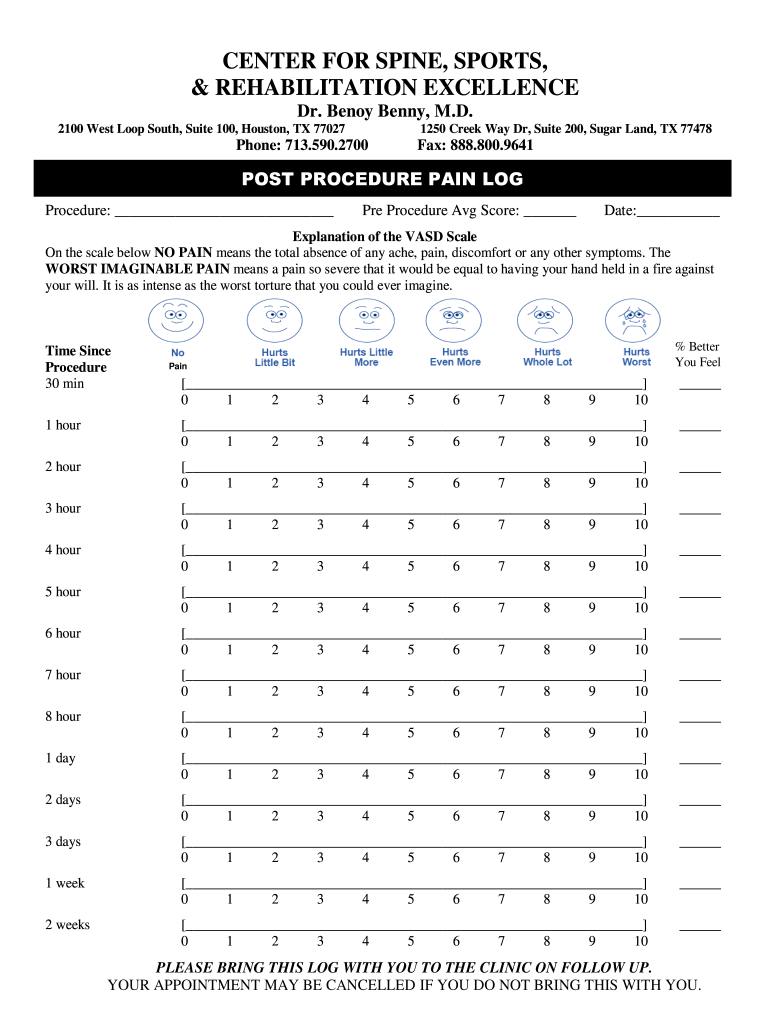 CSSARE Pain Log  Form