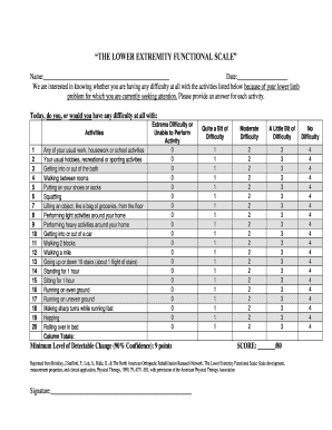 The Lower Extremity Functional Scale FirstCare Walk in Medical Center  Form