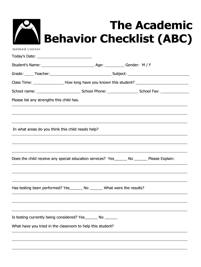 Academic Behavior  Form