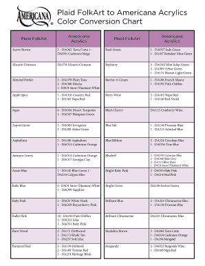 Folk Art Paint Conversion Chart  Form