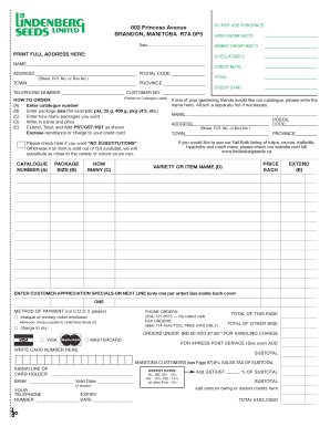 Lindenberg Seeds Catalogue  Form