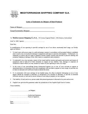 Mediterranean Shipping Company Application Form