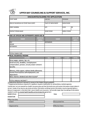 Sliding Scale Application Form Upper Bay Counseling and Support Upperbay