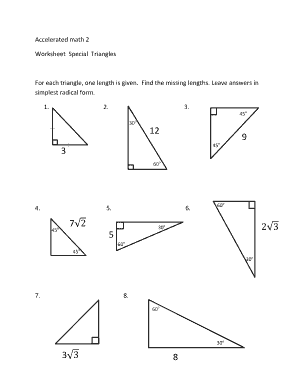 Special Triangles Worksheet  Form
