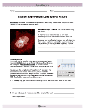 Longitudinal Waves Gizmo Answer Key PDF  Form